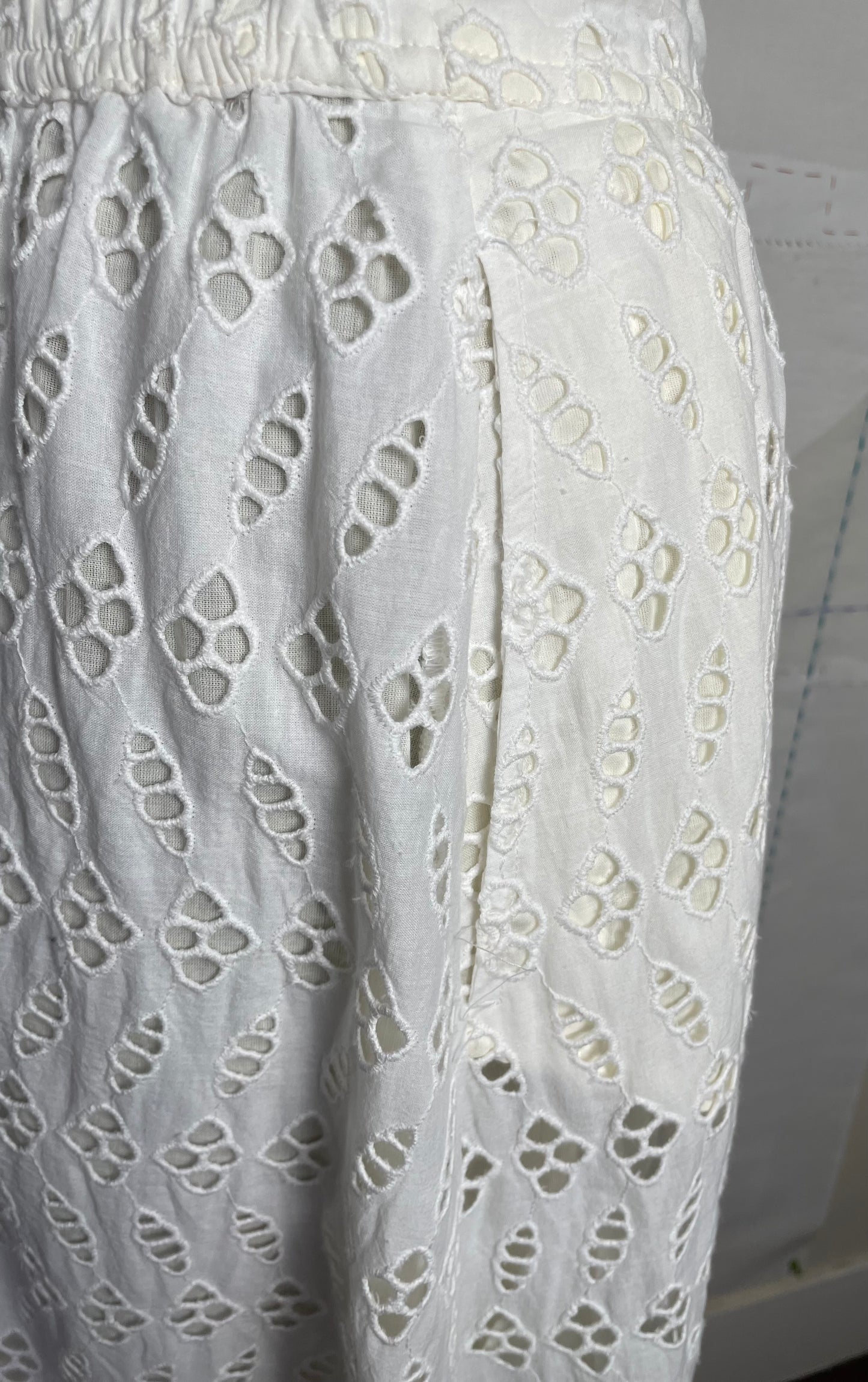 Lilla P. ~ Eyelet Side Button Maxi Skirt - White