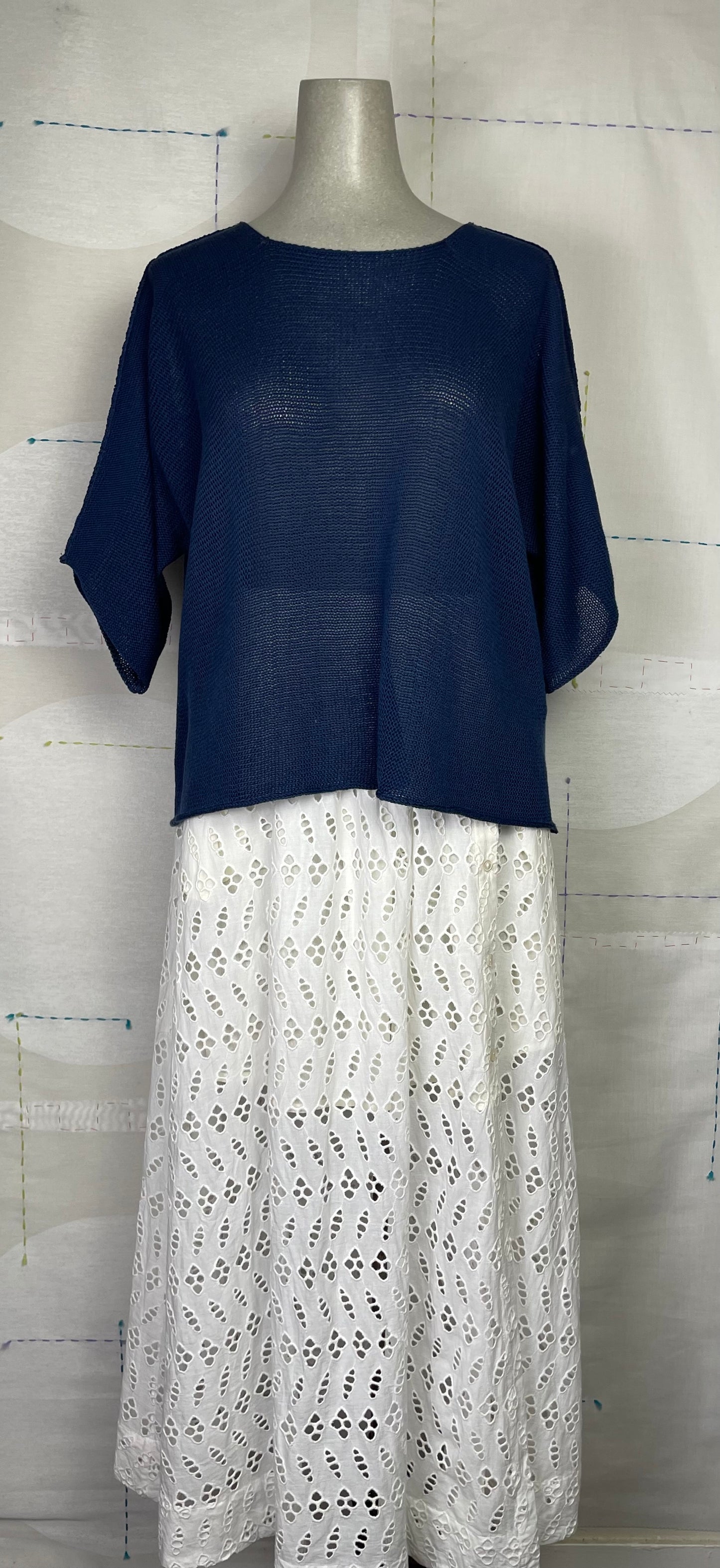 Lilla P. ~ Eyelet Side Button Maxi Skirt - White