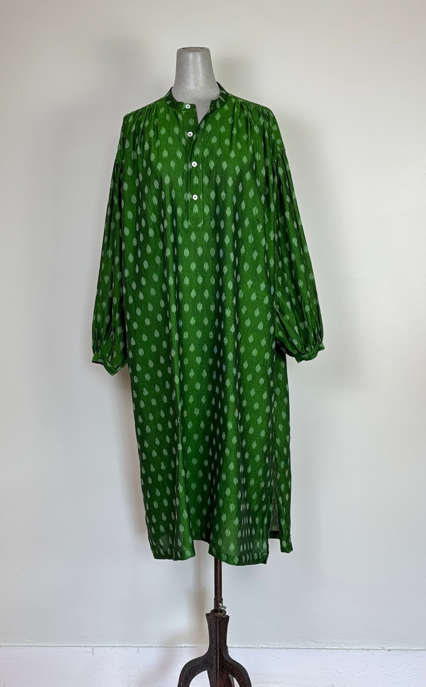 Uqnatu ~ Popover Dress - Persian Green Ikat