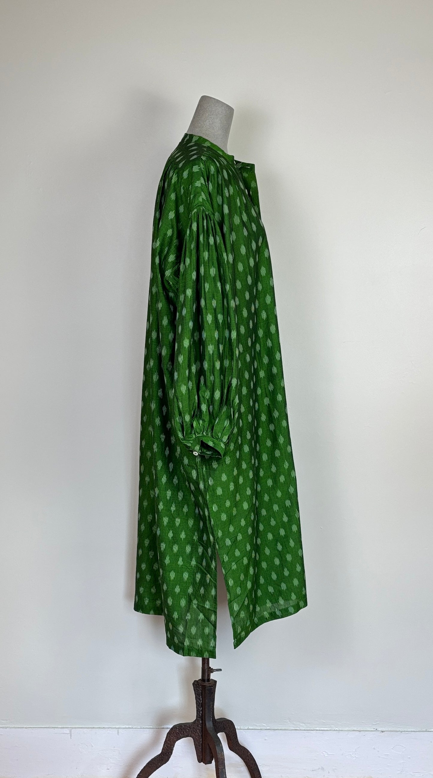 Uqnatu ~ Popover Dress - Persian Green Ikat