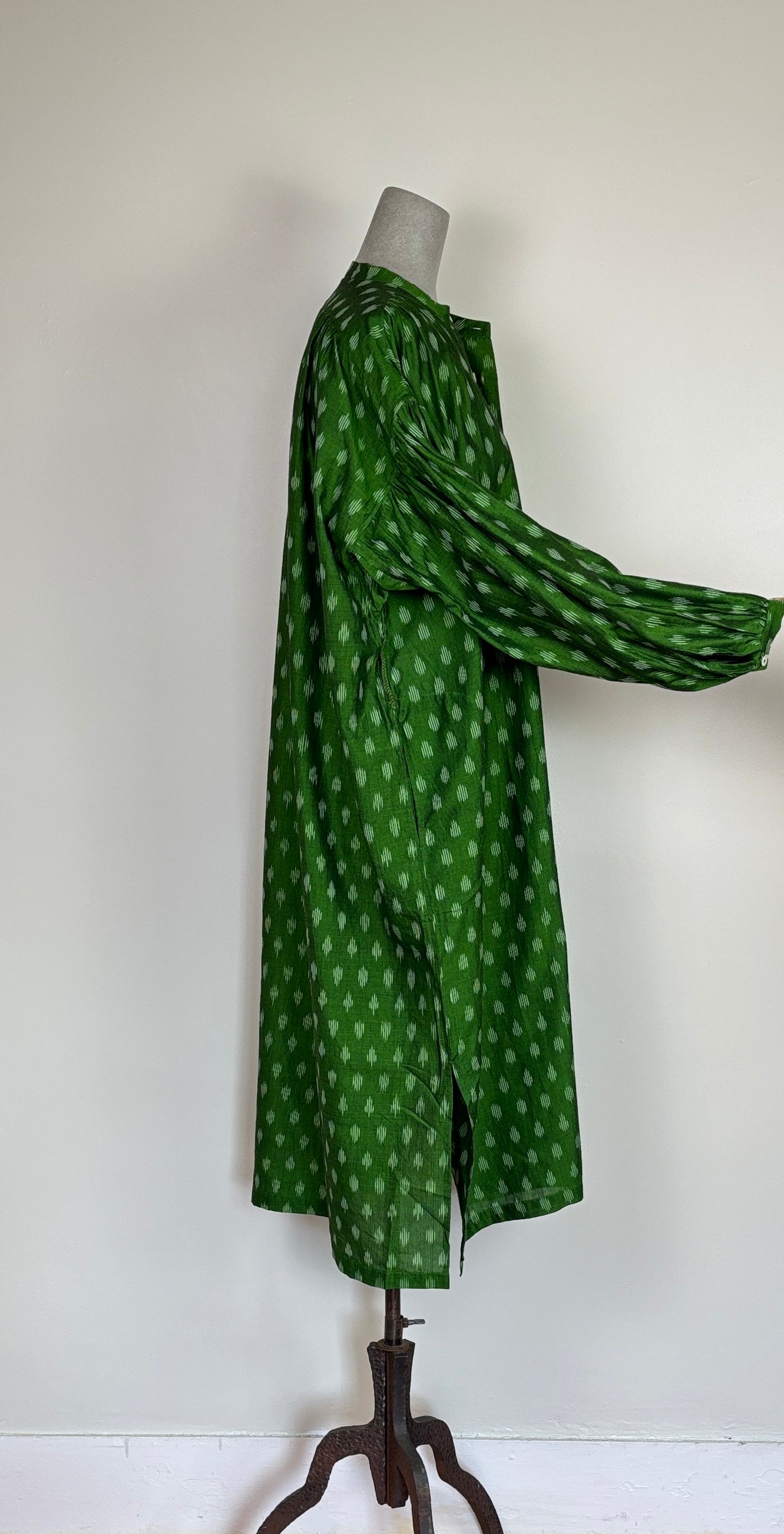 Uqnatu ~ Popover Dress - Persian Green Ikat