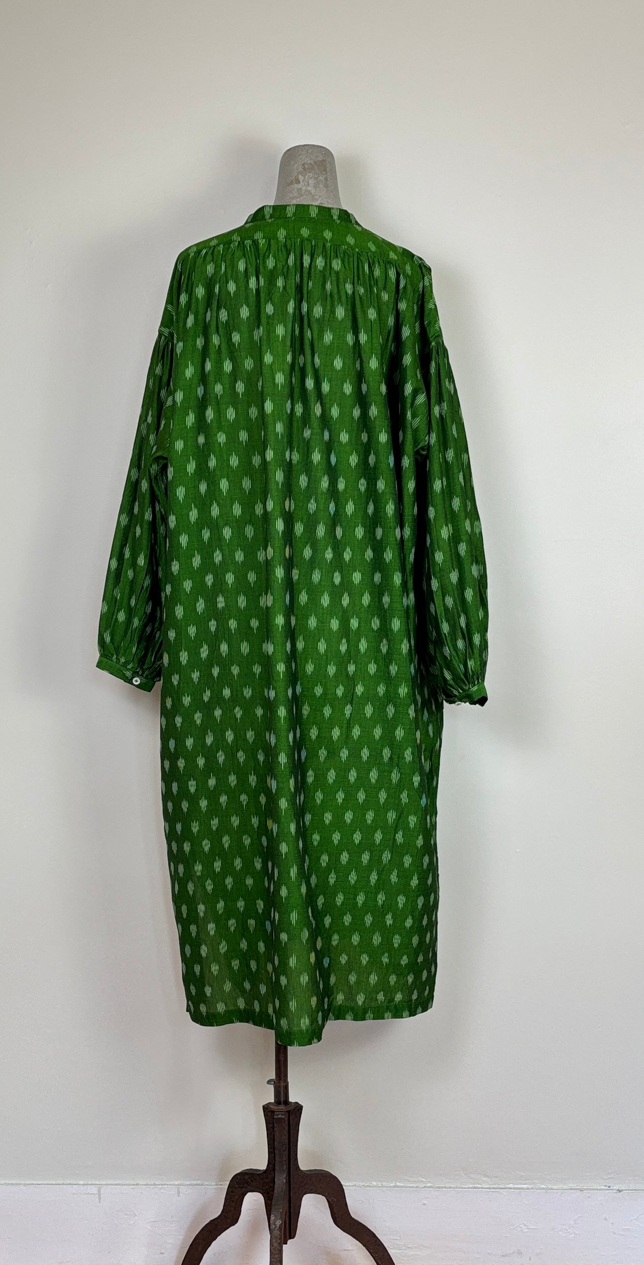 Uqnatu ~ Popover Dress - Persian Green Ikat