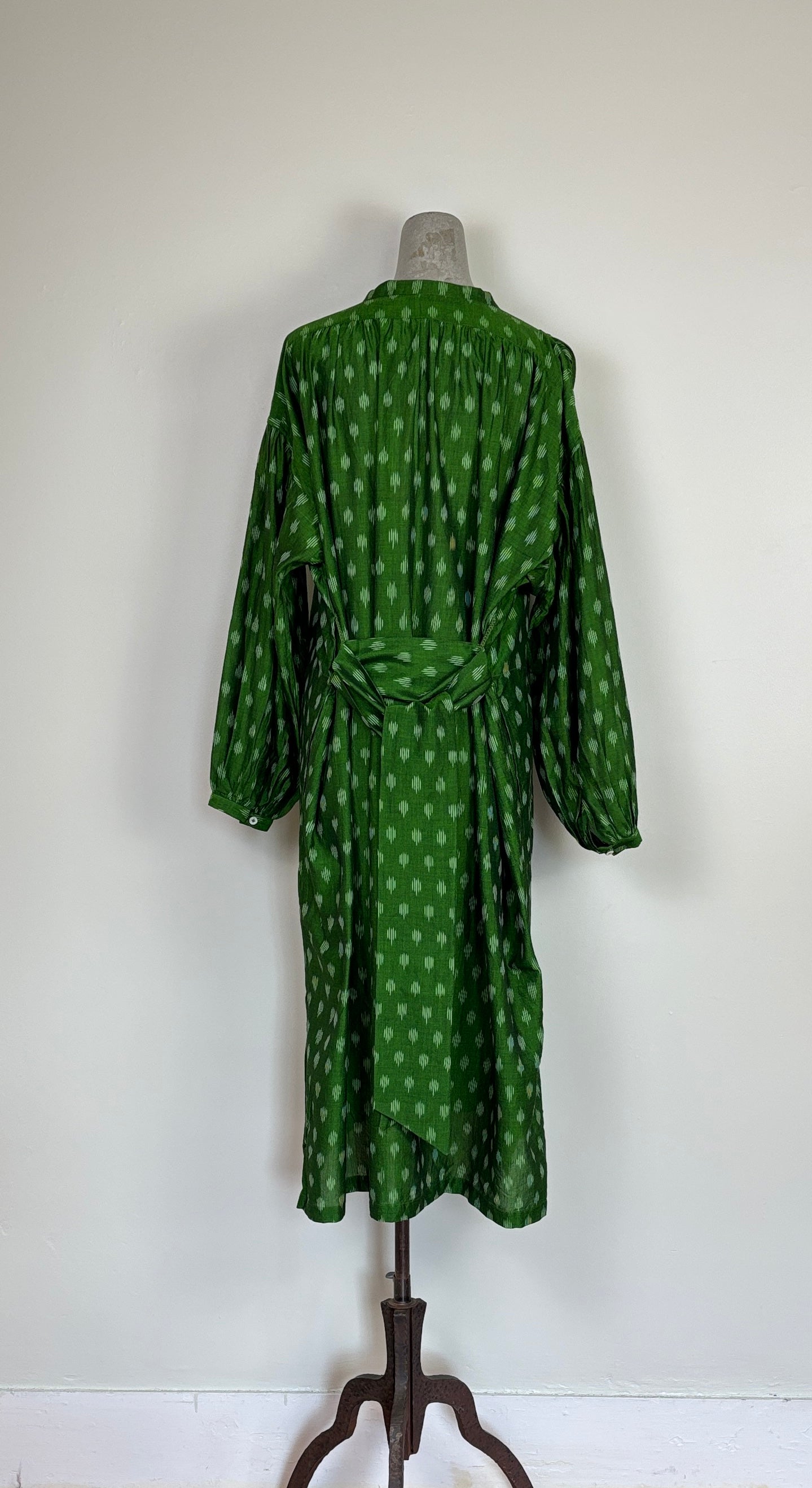 Uqnatu ~ Popover Dress - Persian Green Ikat