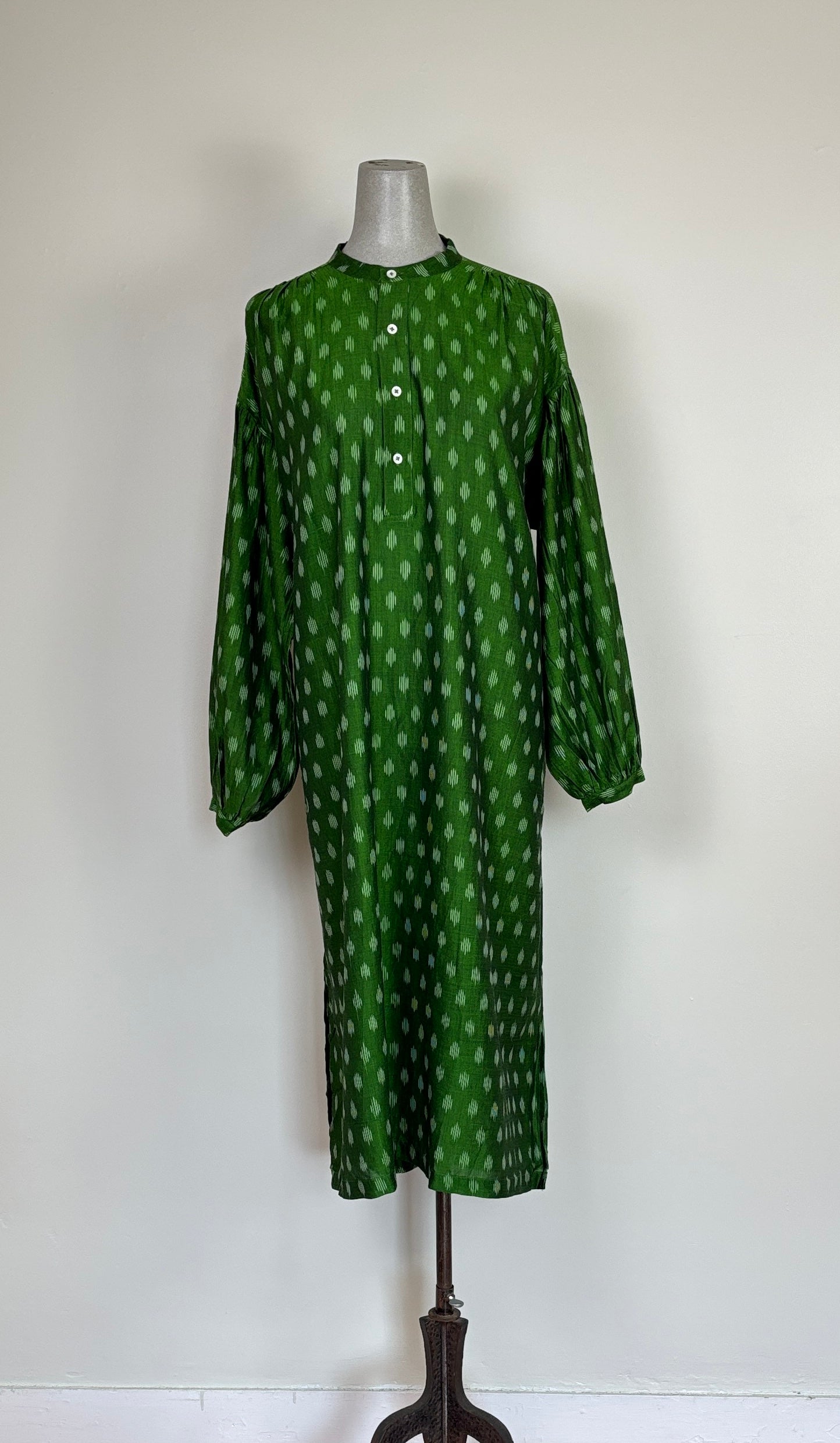 Uqnatu ~ Popover Dress - Persian Green Ikat