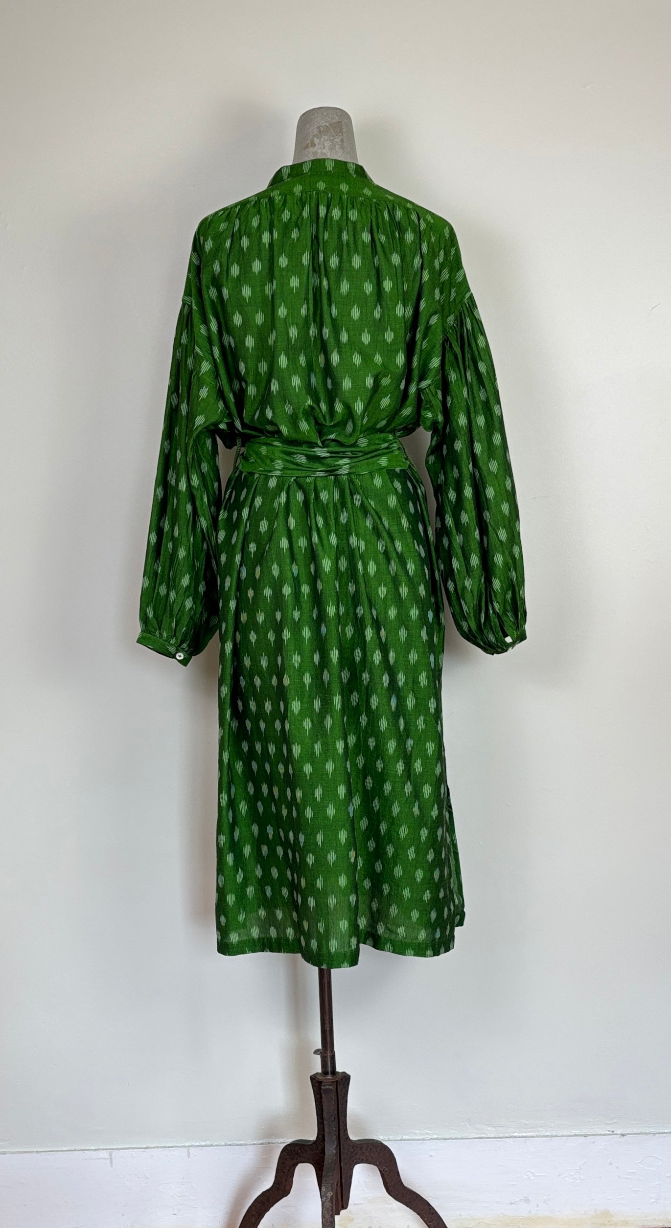 Uqnatu ~ Popover Dress - Persian Green Ikat