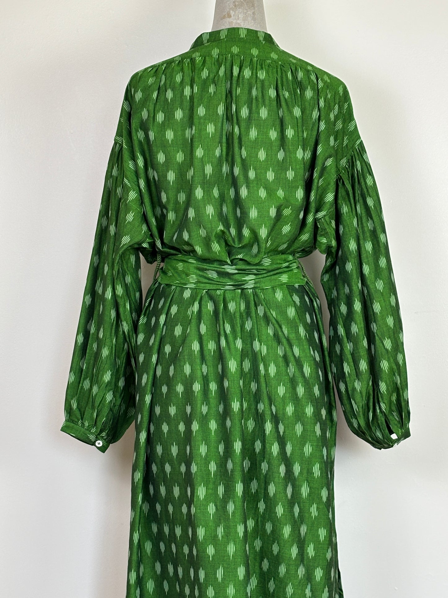 Uqnatu ~ Popover Dress - Persian Green Ikat
