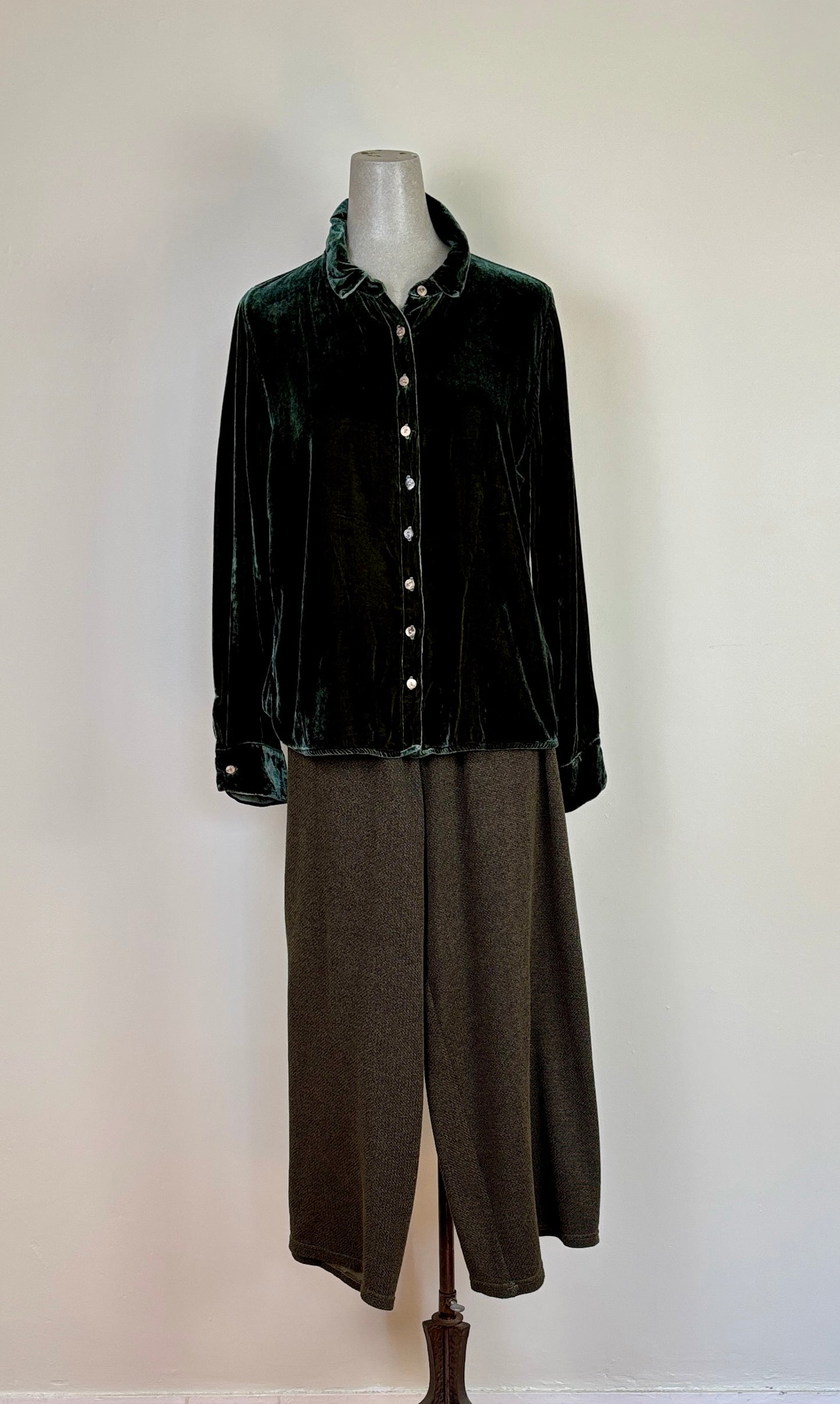 Cut Loose  ~  Velvet Fitted Shirt - Succulent