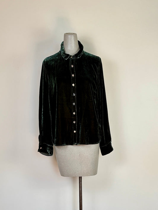 Cut Loose  ~  Velvet Fitted Shirt - Succulent