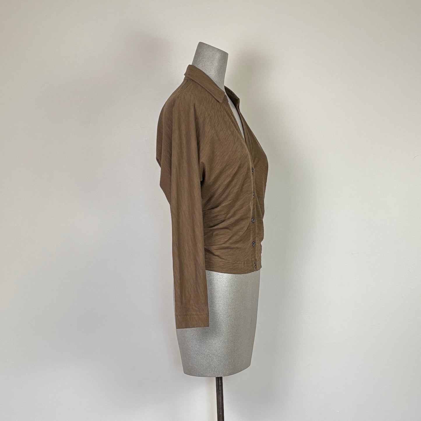 Lilla P. ~  Side Pleat Button Down - Truffle