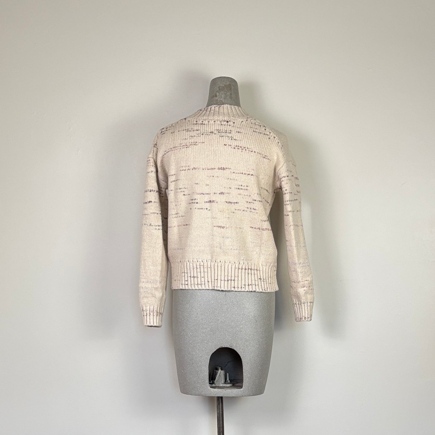 Lilla P. ~  Oversized V-Neck Sweater - Eggshell Combo