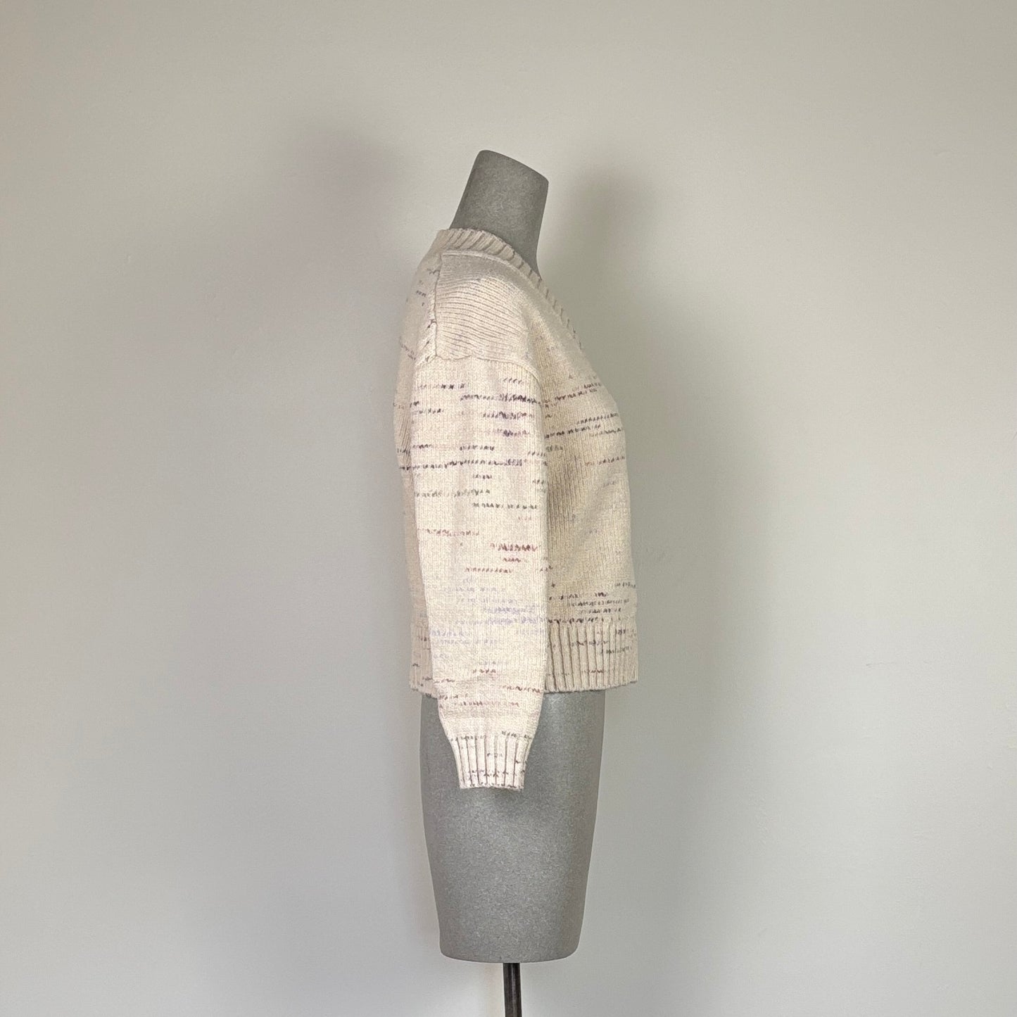 Lilla P. ~  Oversized V-Neck Sweater - Eggshell Combo