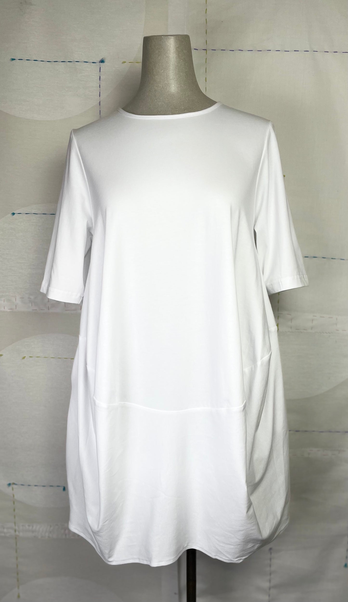 KnitKnit ~ Elbow Sleeve Tunic Tee - Bianco