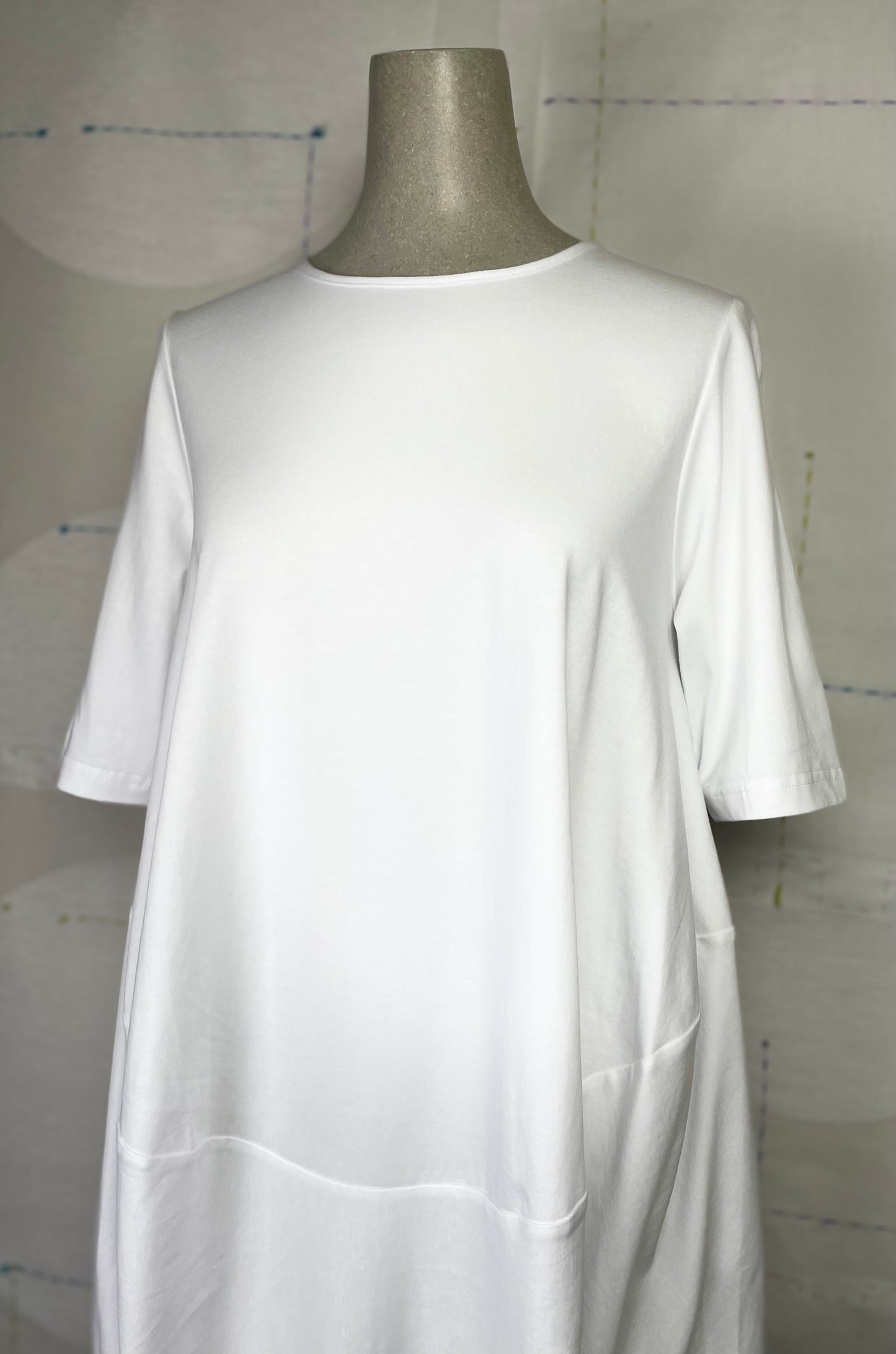 KnitKnit ~ Elbow Sleeve Tunic Tee - Bianco