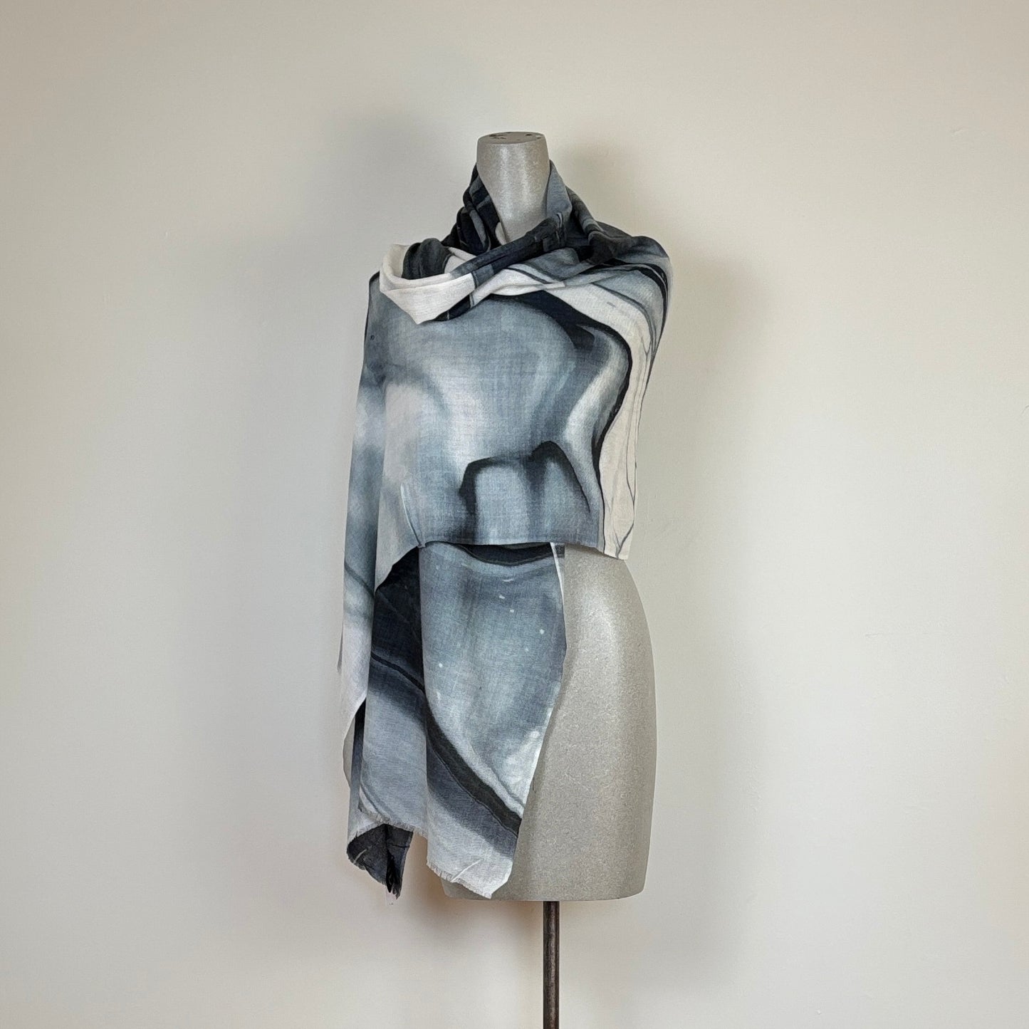MSquare  ~  Printed Cashmere Scarf - Black/Gray