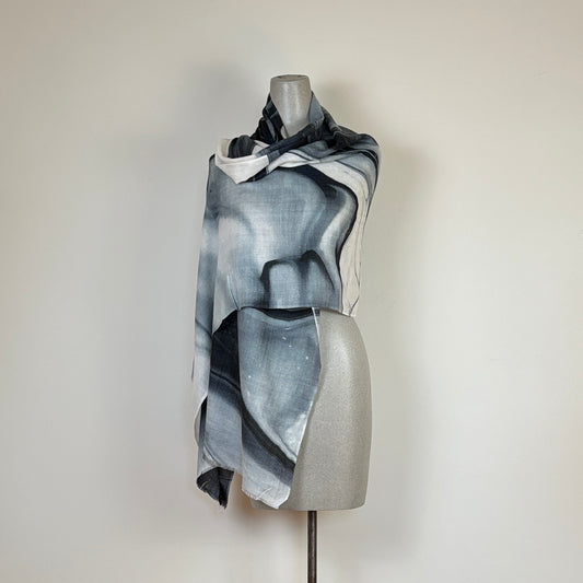 MSquare  ~  Printed Cashmere Scarf - Black/Gray