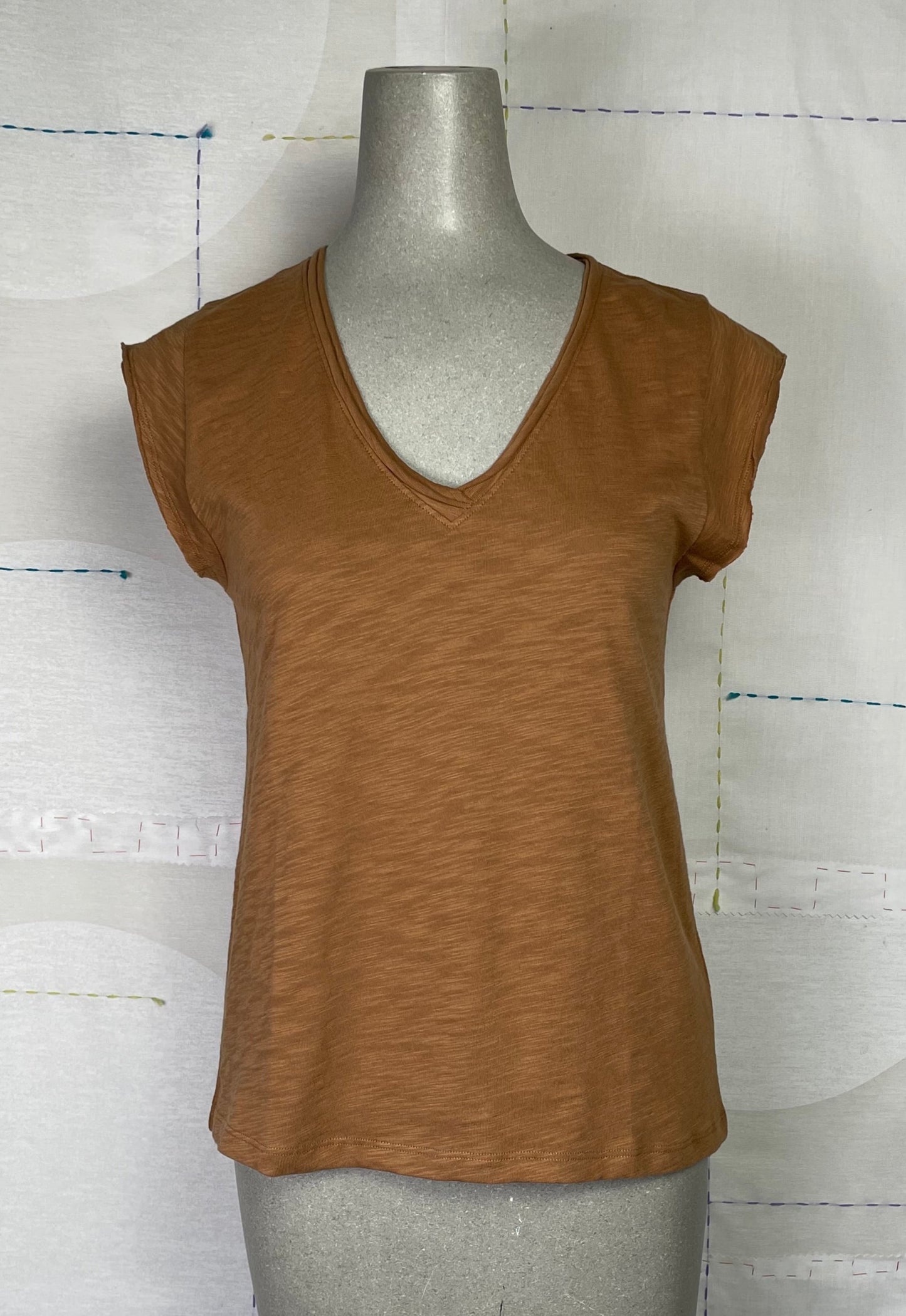 Lilla P. ~ Cap Sleeve V-Neck - Russet