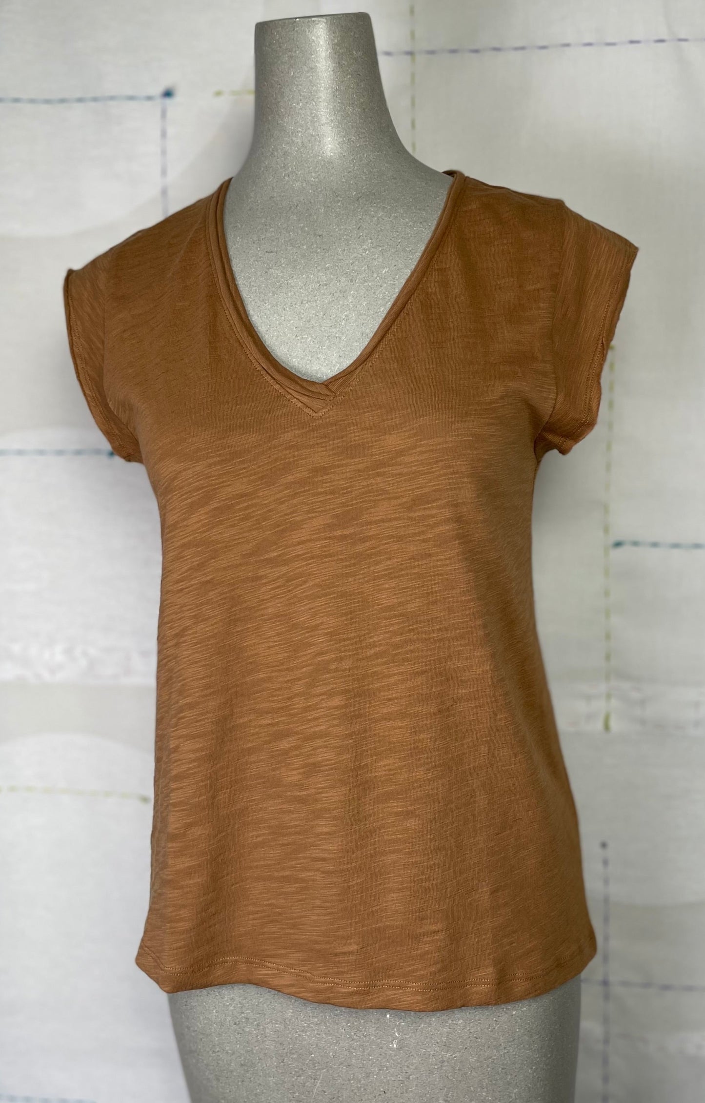 Lilla P. ~ Cap Sleeve V-Neck - Russet