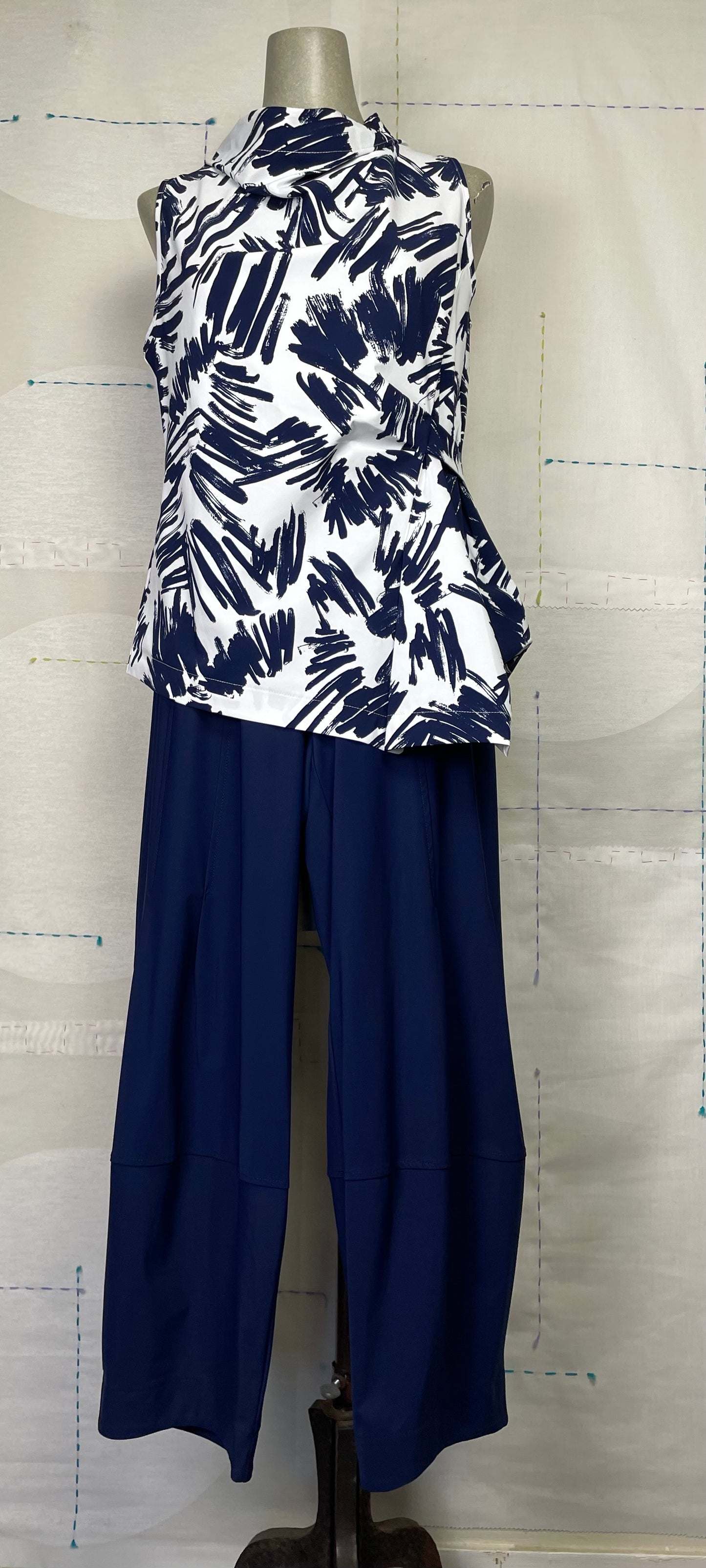 Porto ~ Sicily Top - Prussian Flutter Print
