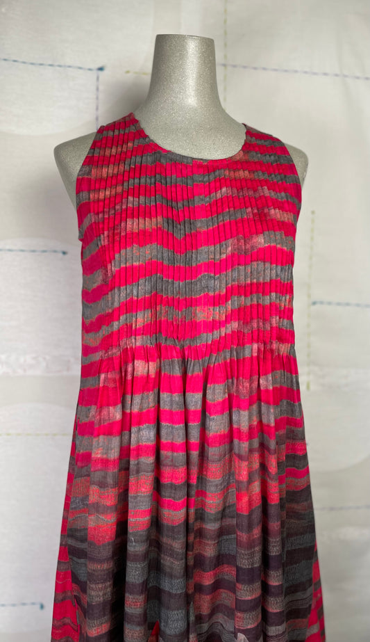 Neeru Kumar  ~  Sleeveless Godet Dress - Pink/Black