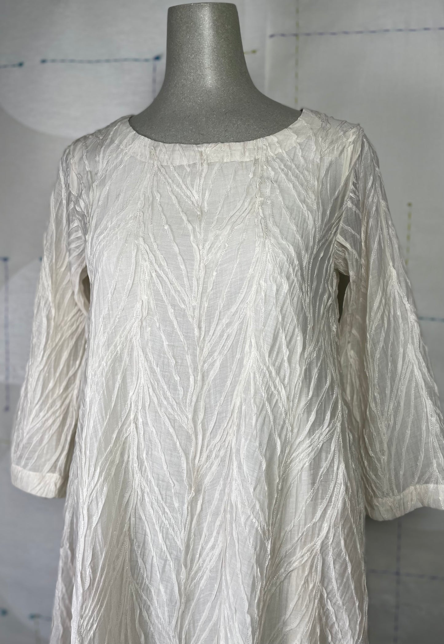 Neeru Kumar ~ Sheer Embroidered Dress with Slip - White/White