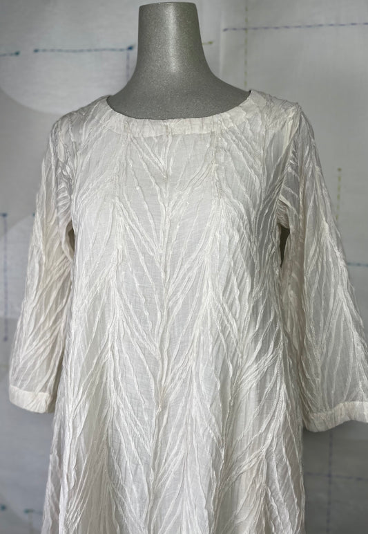 Neeru Kumar  ~  Sheer Embroidered Dress with Slip - White/White