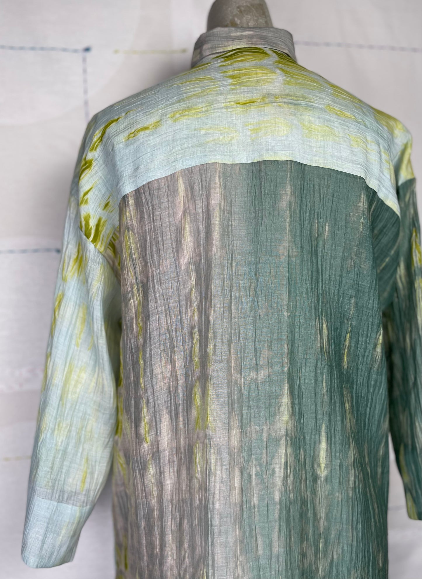 Neeru Kumar ~ Pleat Front Long Shirt - Gray/Green