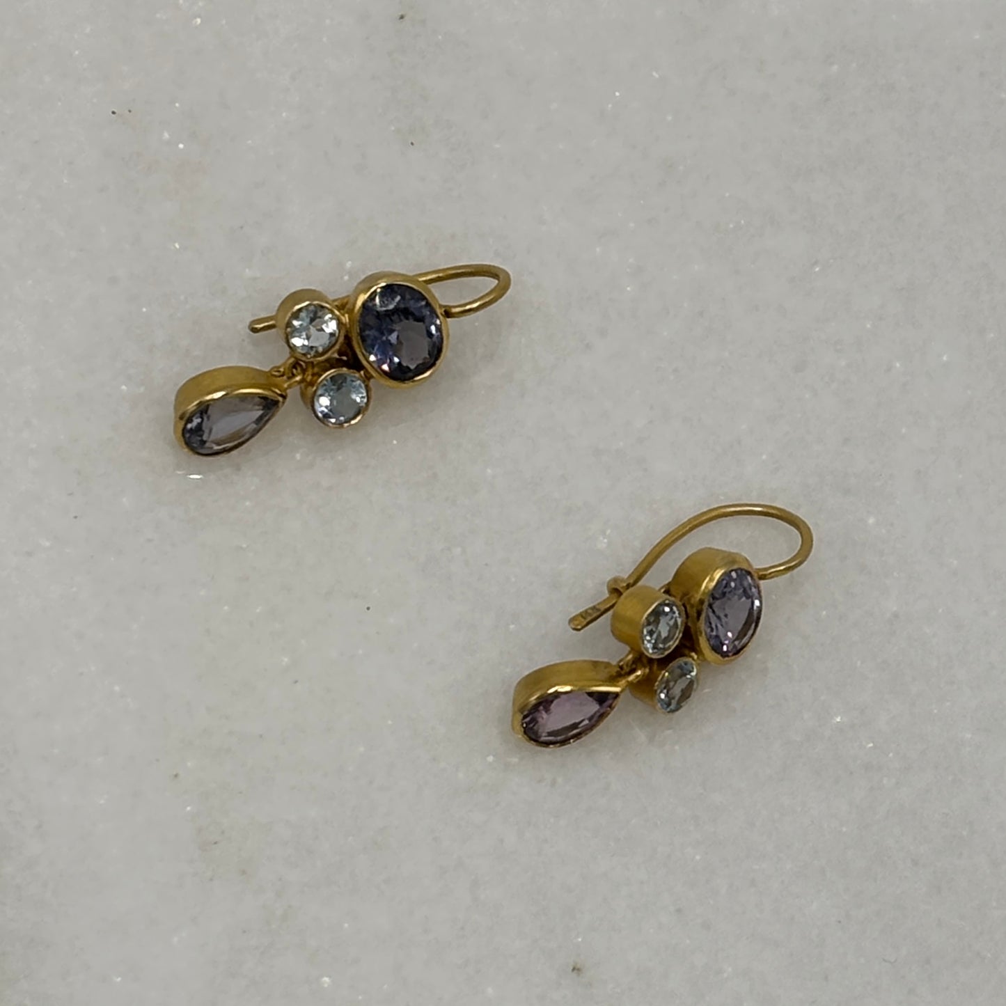 Rebecca Brenner Jewelry ~ Multi Color Faceted Spinels in 14K Gold Bezel Settings