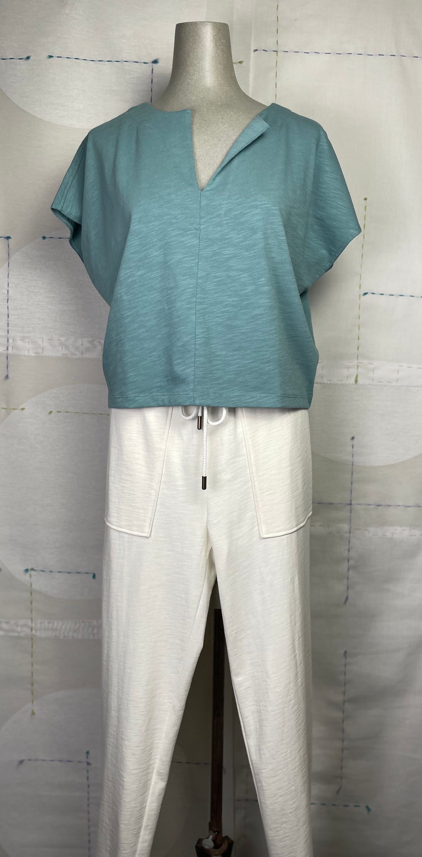 Lilla P. ~ Split Neck Dolman Wedge - Seagreen