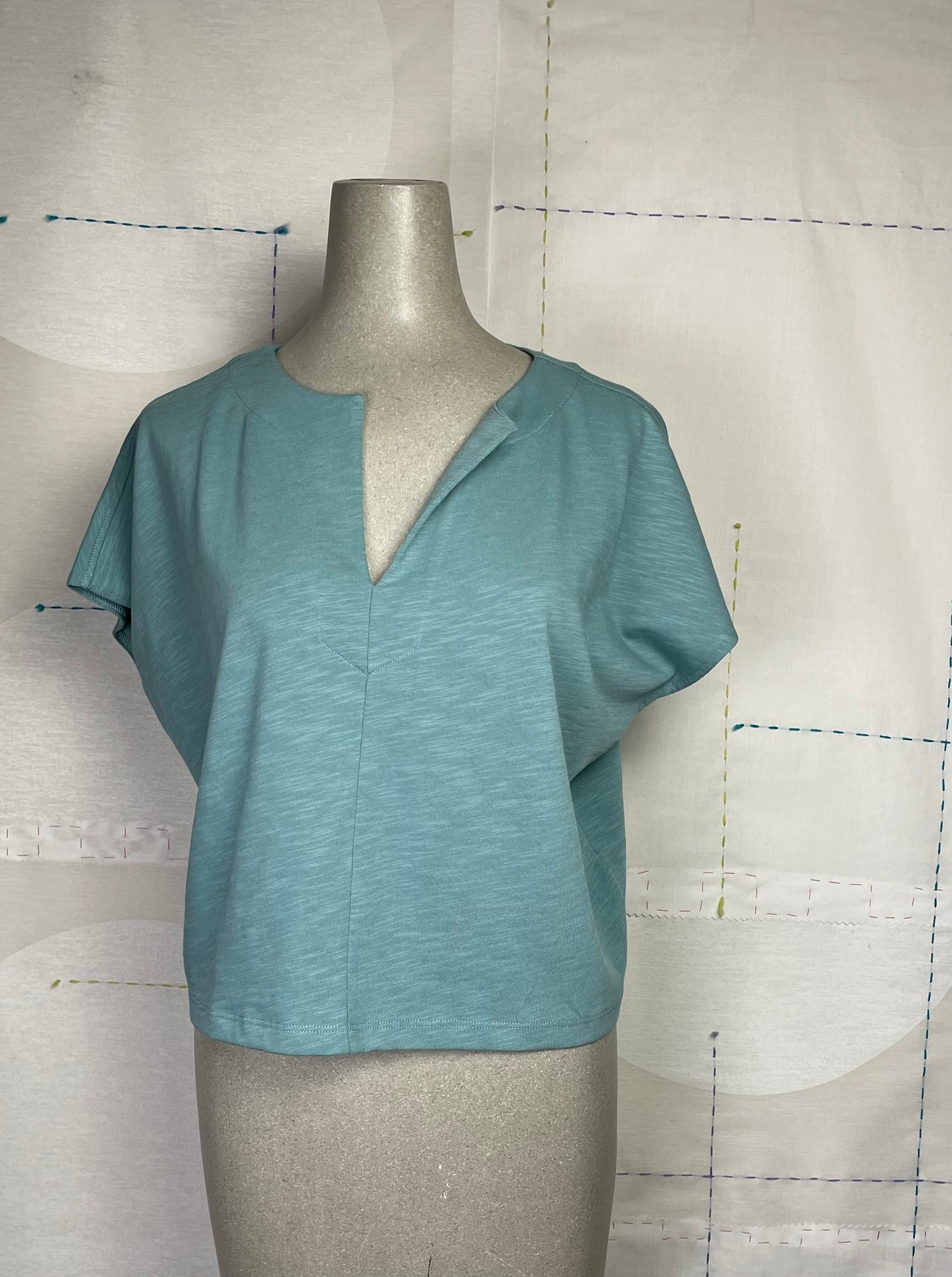 Lilla P. ~ Split Neck Dolman Wedge - Seagreen