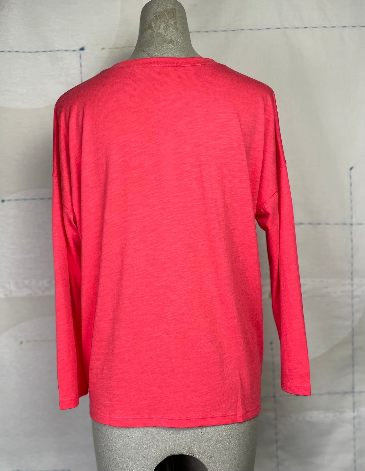 Lilla P. ~ Easy V-Neck Henley - Flamingo