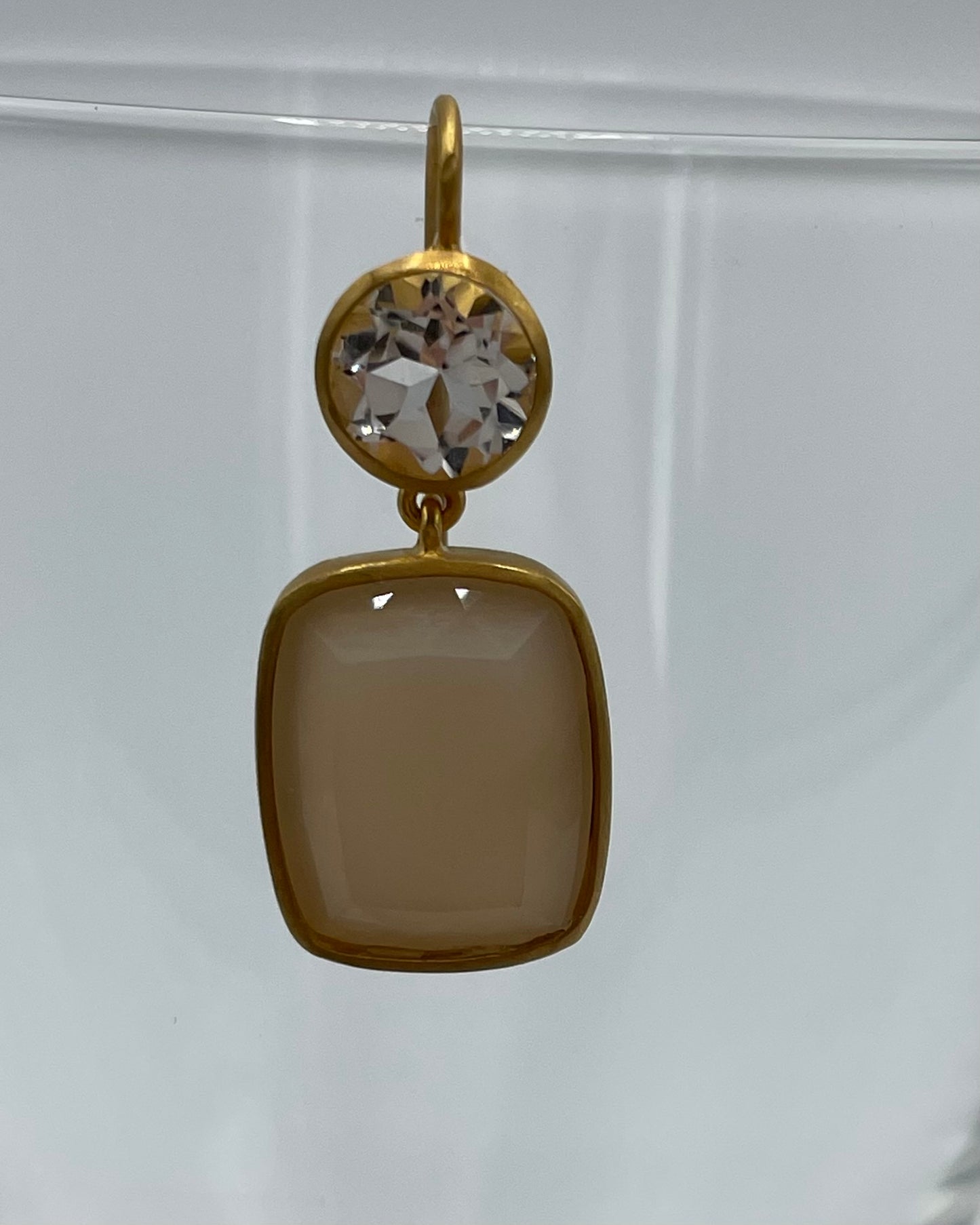 Rebecca Brenner Jewelry ~ White Topaz + Faceted Moonstone Earrings