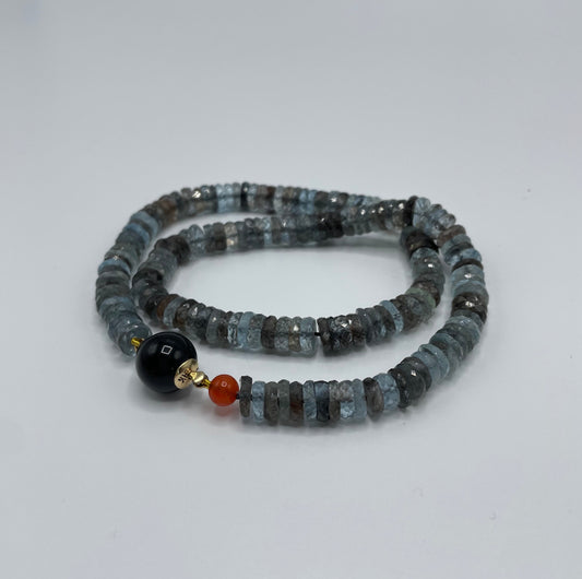 Rebecca Brenner Jewelry  ~  Faceted Moss Aquamarine Disc Necklace