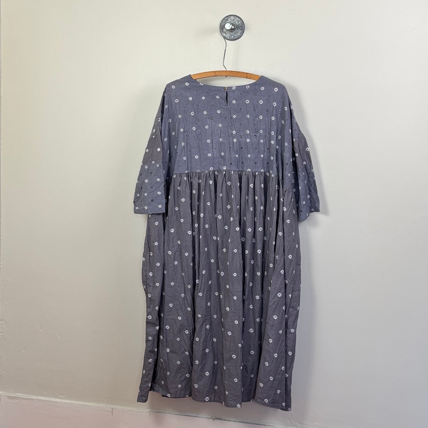Pas de Calais ~ Indian Lawn Shibori Summer Dress - Gray
