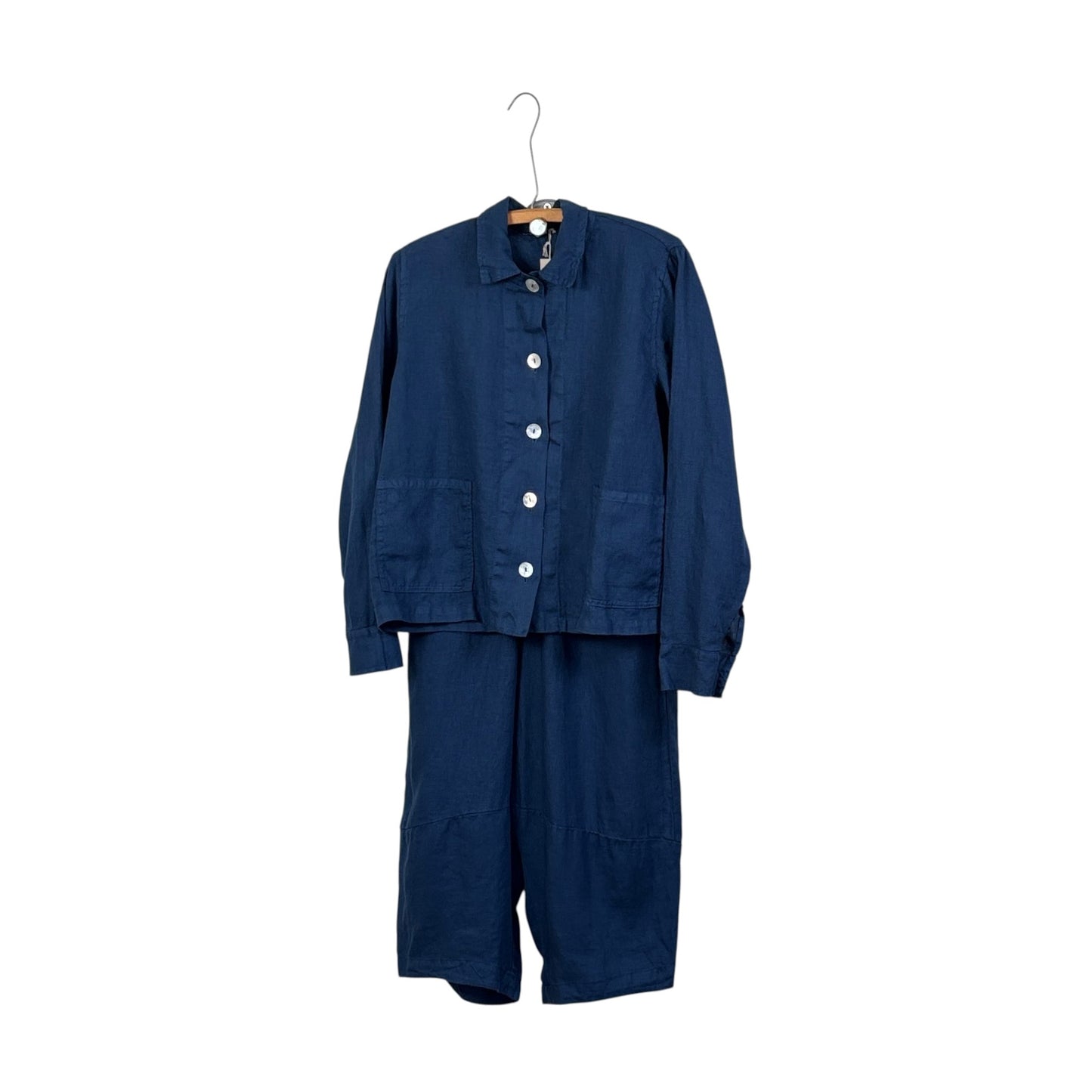 Cut Loose ~ Solid Linen Cropped Jacket - Naval
