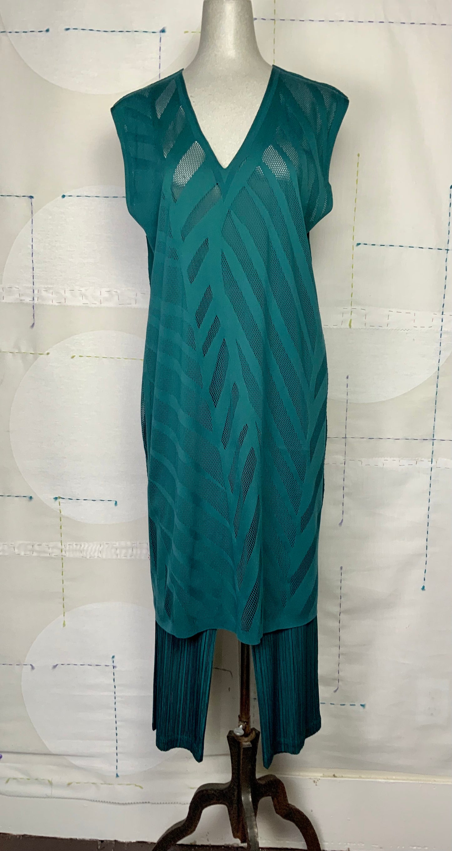 Pleats Please Issey Miyake  ~  A-Poc Fern Dress - Turquoise Green
