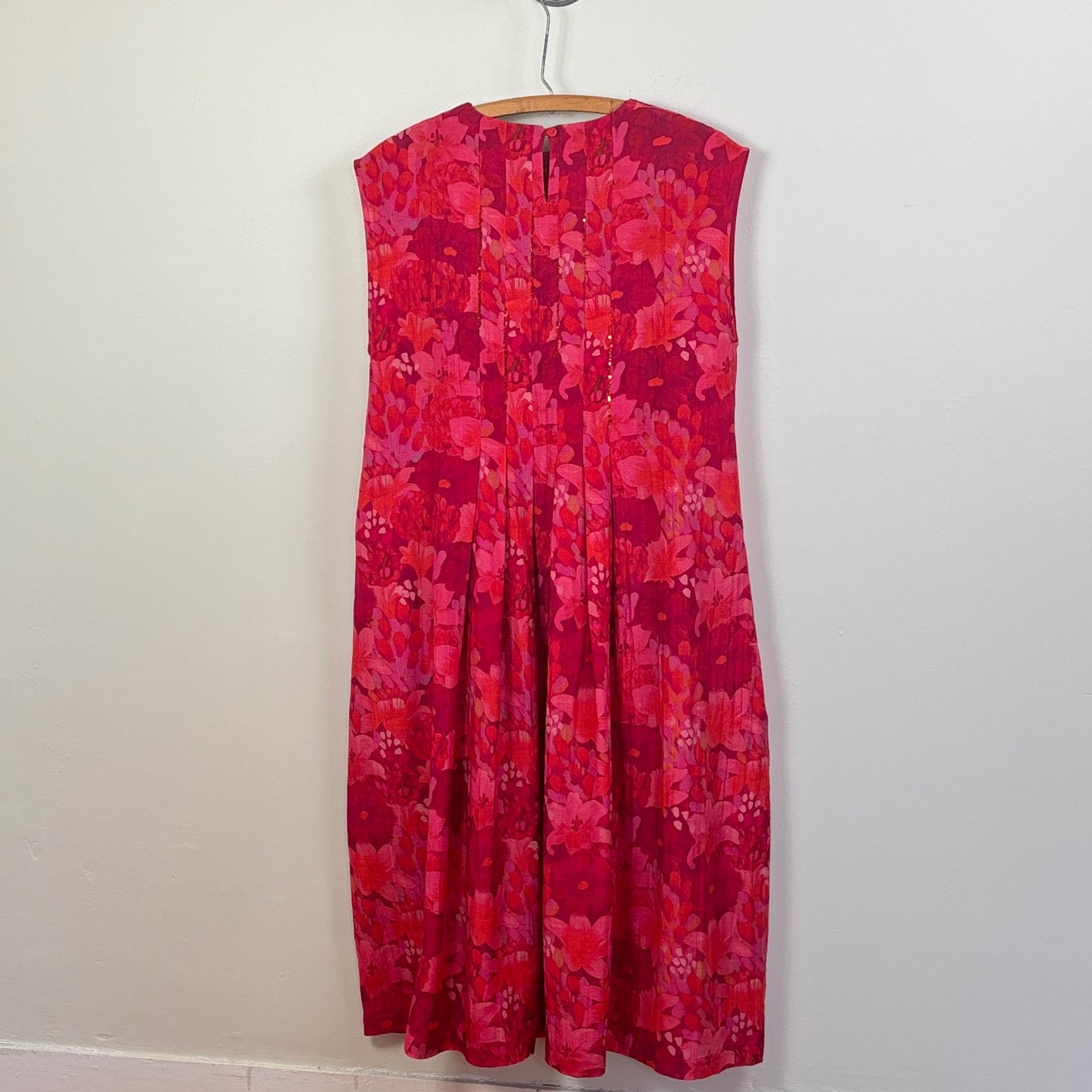 Neeru Kumar ~ Sleeveless Pleat Front Dress - Pink Floral