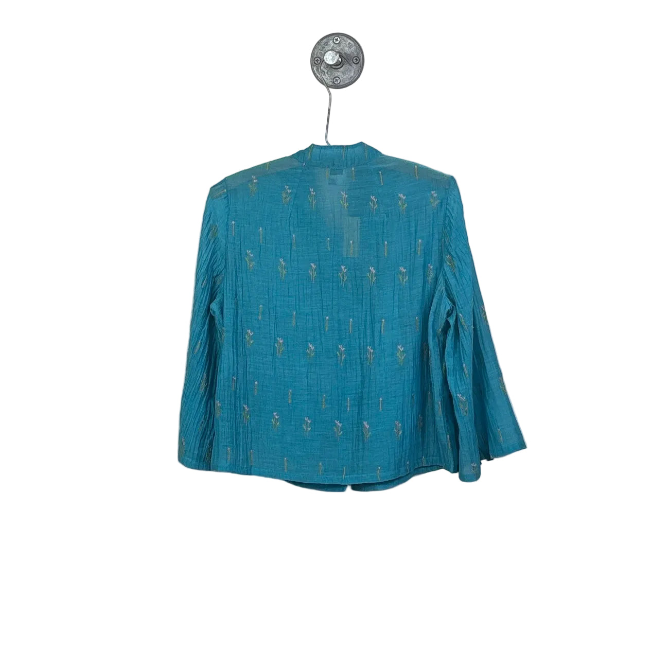 Neeru Kumar ~ Flared Collar Shirt with Pockets - Turquoise