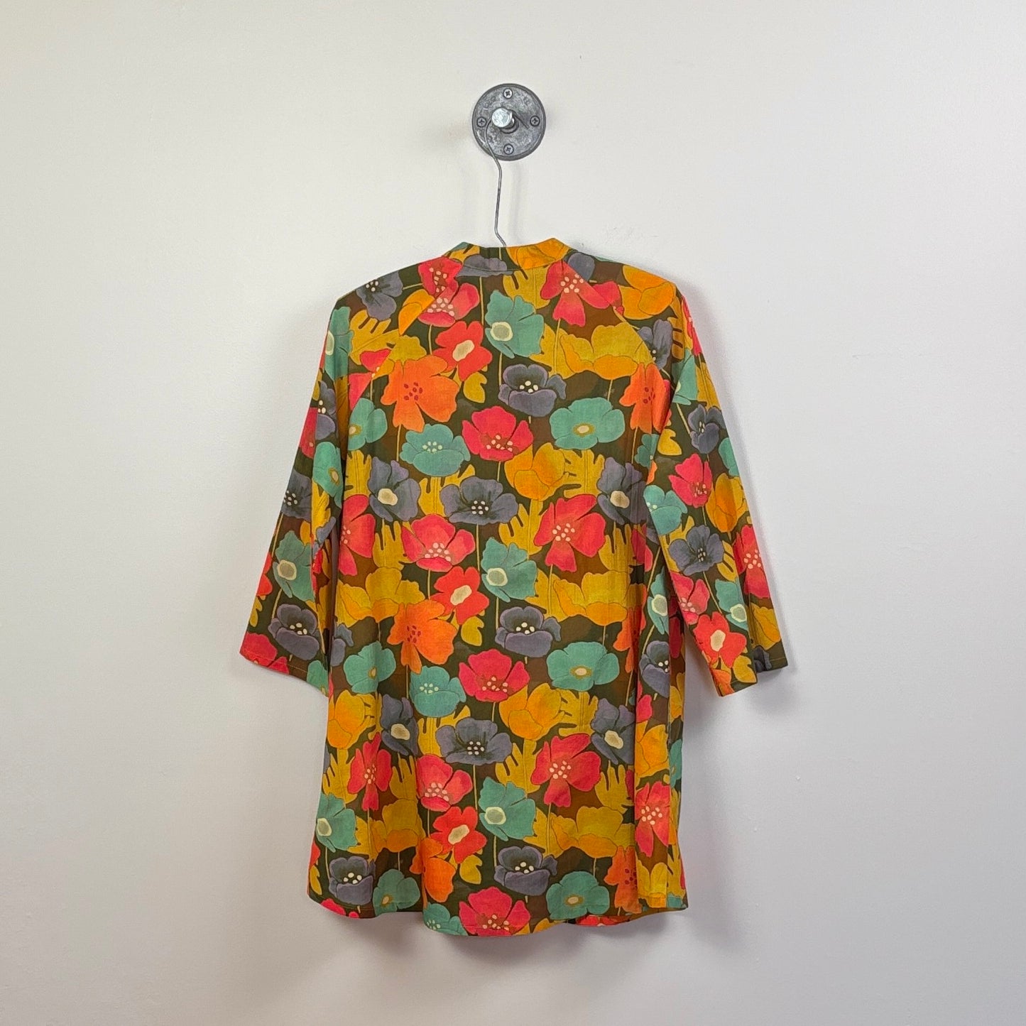 Neeru Kumar ~ Tab Collar Flared Button Front Tunic - Multi Floral