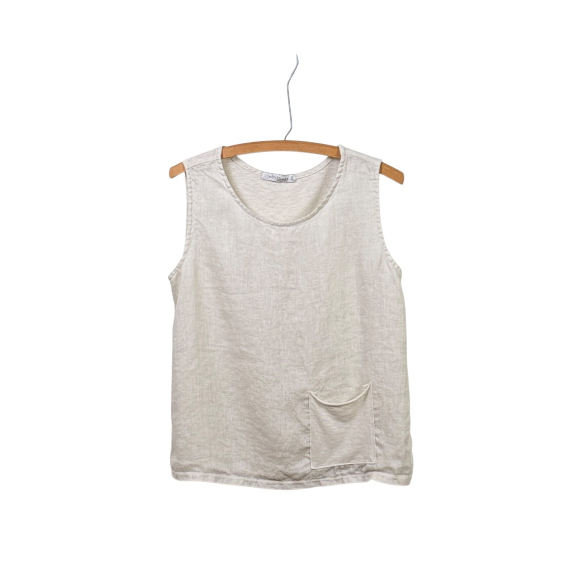 Cut Loose  ~  Linen Combo Pocket Shell Top - Jicama