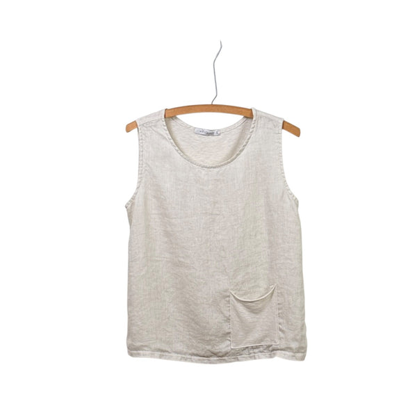 Cut Loose  ~  Linen Combo Pocket Shell Top - Jicama