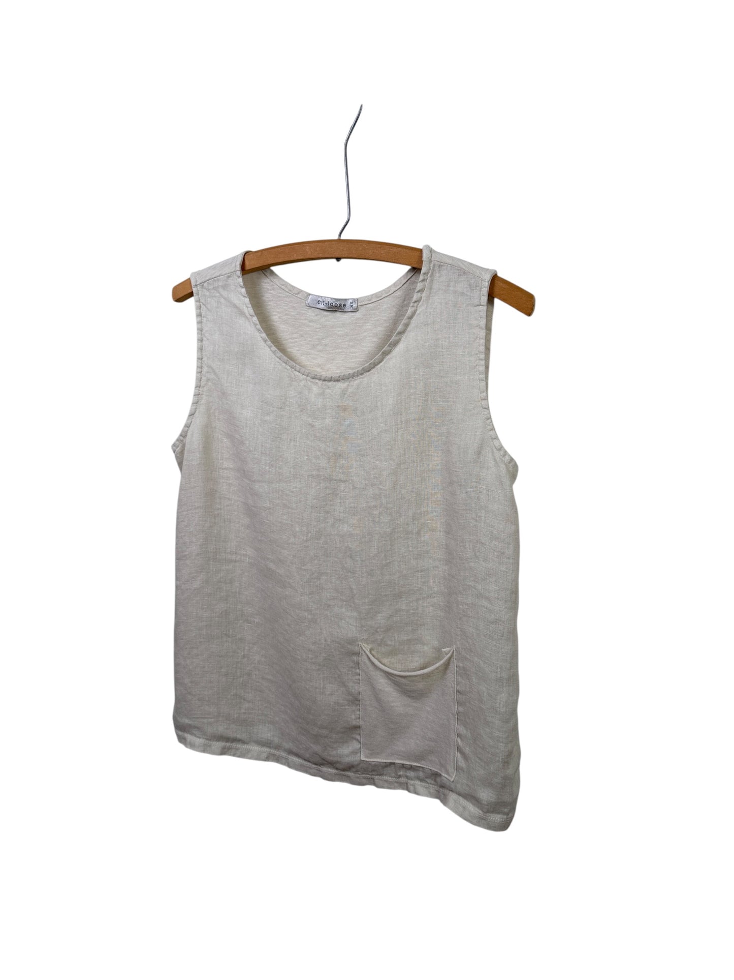 Cut Loose  ~  Linen Combo Pocket Shell Top - Jicama