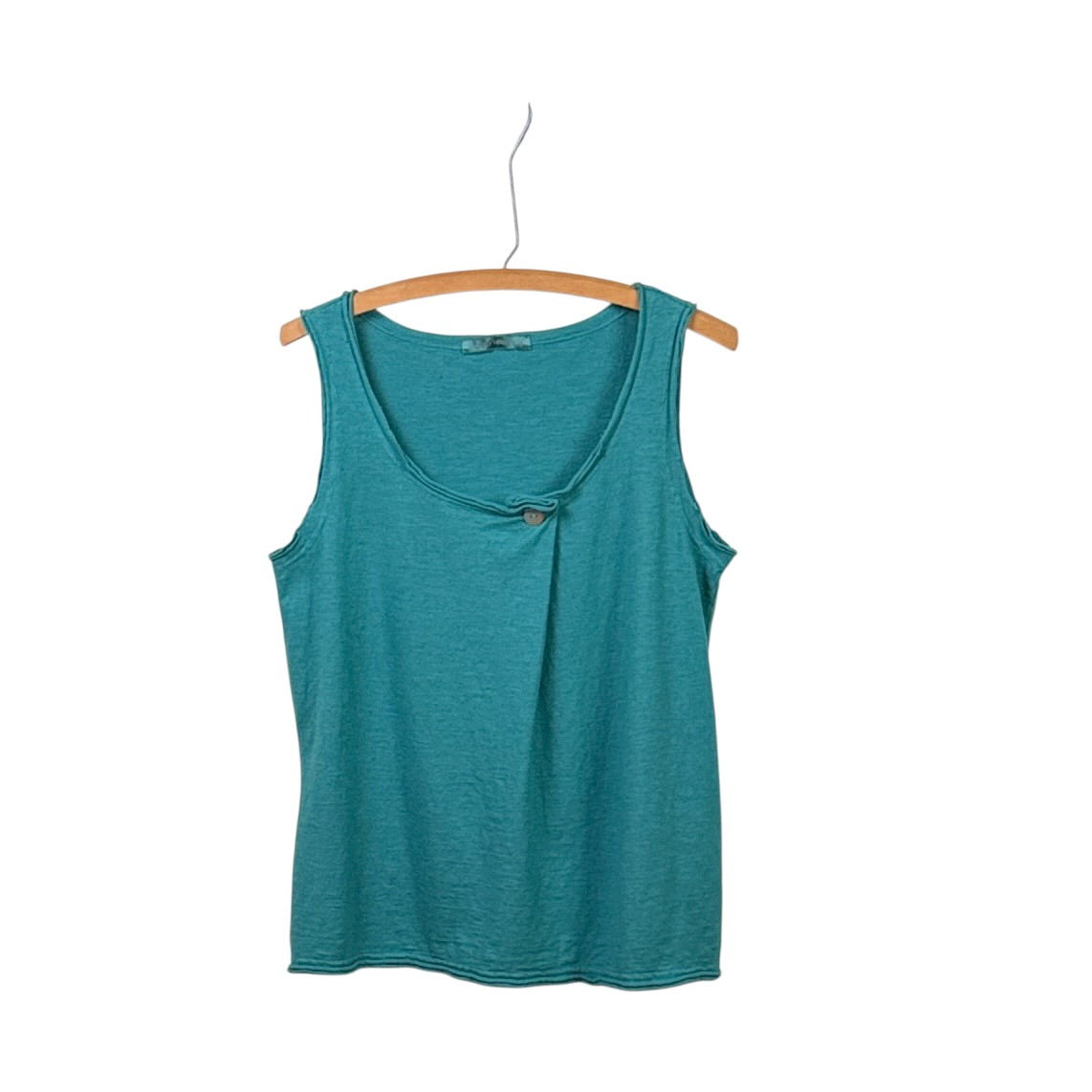 Cut Loose  ~  Cotton/Linen Jersey Raw Edge Tank - Riviera