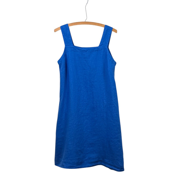 Cut Loose  ~  Linen Square Neck Shift Dress - Vivid Blue