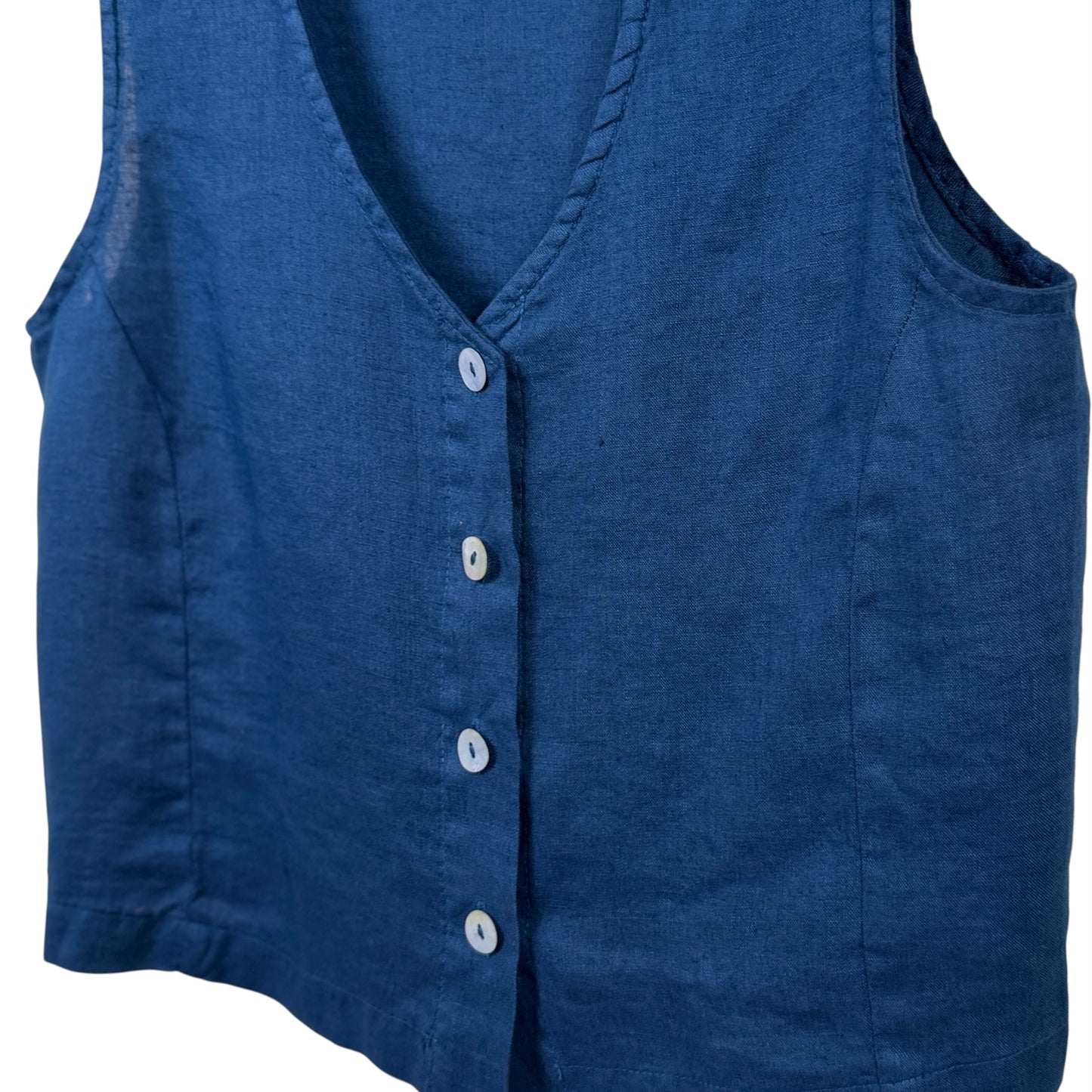 Cut Loose  ~  Linen Crop Vest - Naval
