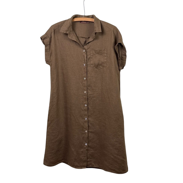 Cut Loose ~ Linen Short Sleeve Shirt Dress