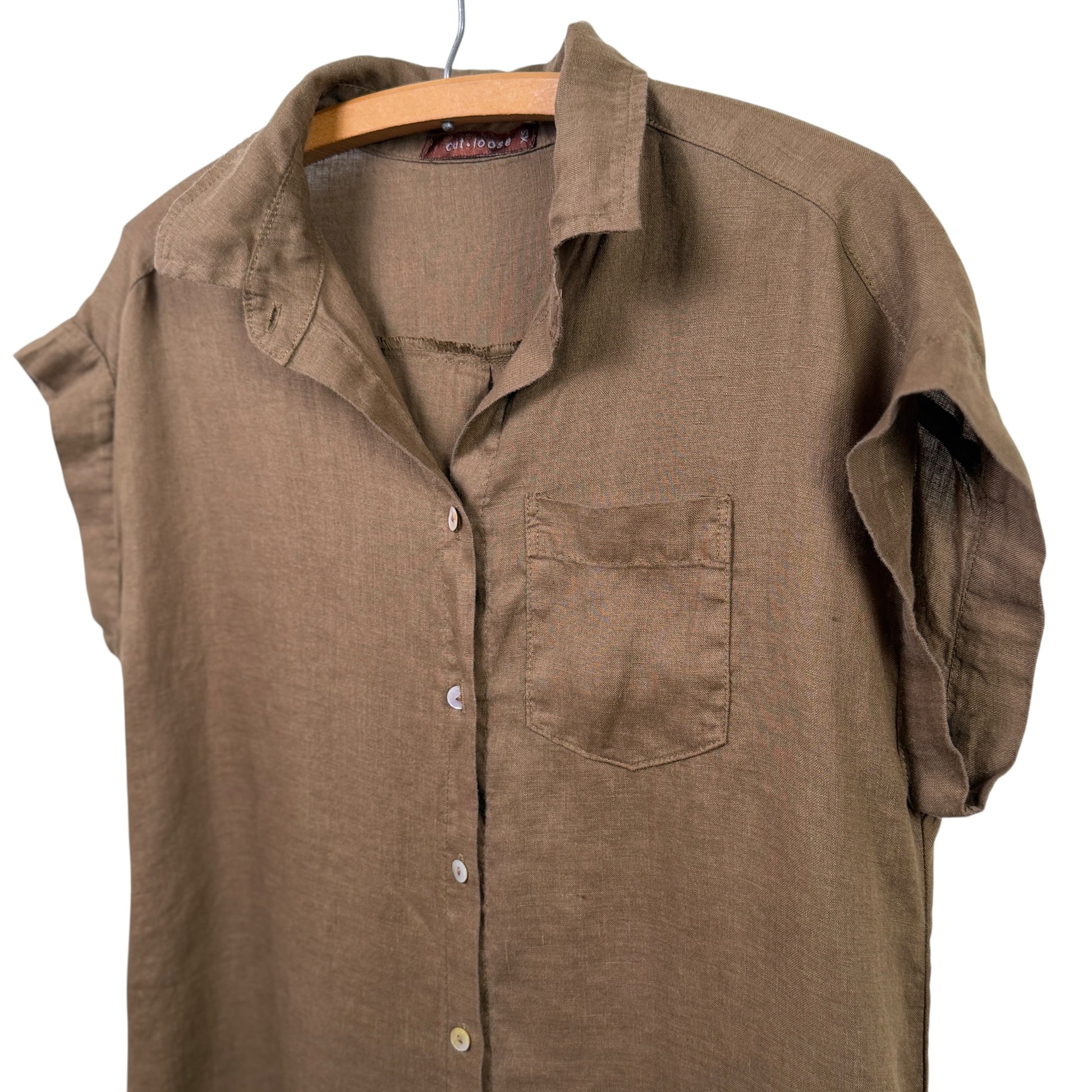 Cut Loose ~ Linen Short Sleeve Shirt Dress