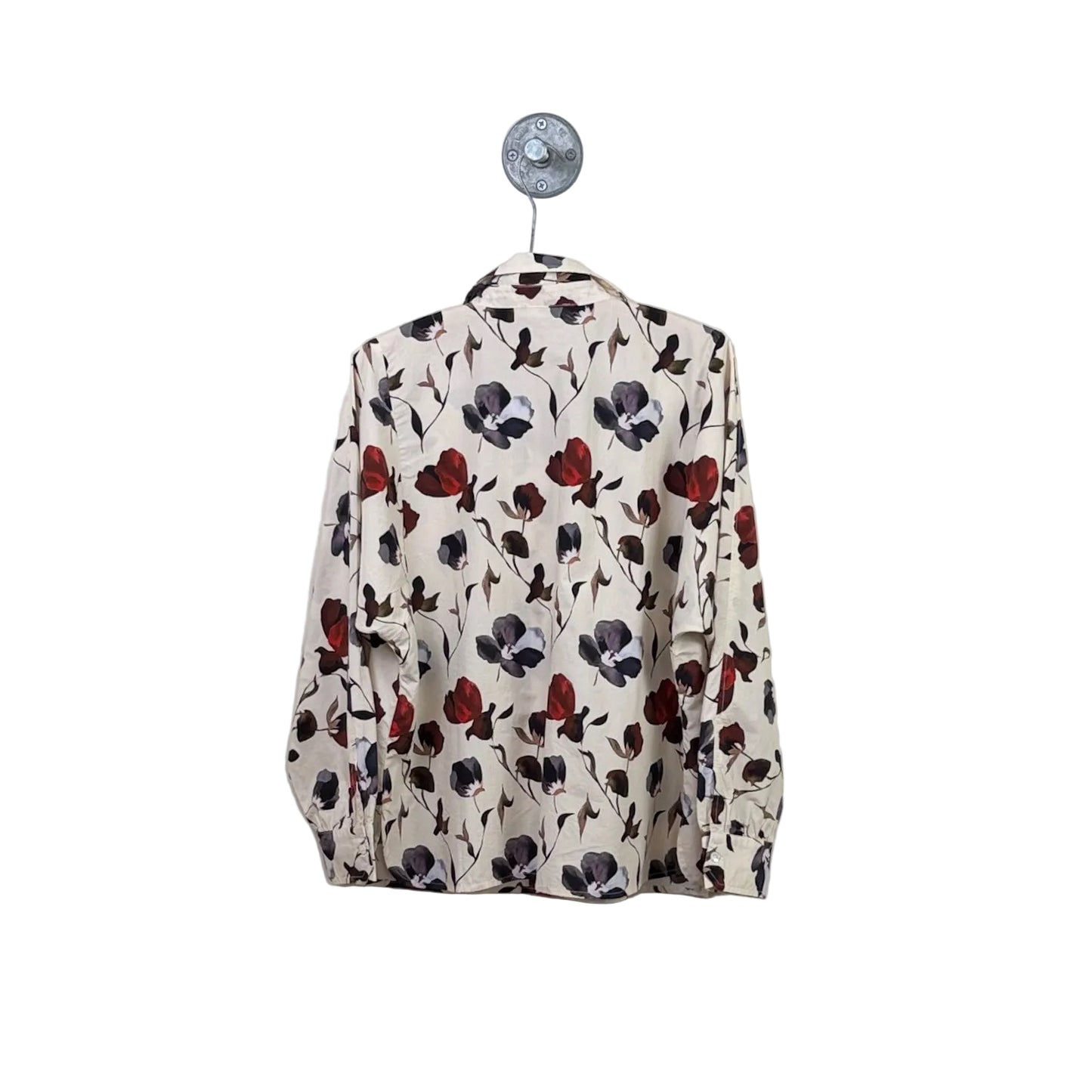 Lilla P. ~  Dolman Sleeve Button Down Shirt - Blue Poppy Print