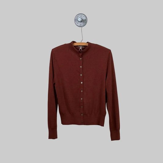 Lilla P. ~  Funnel Neck Cardigan - Maplewood