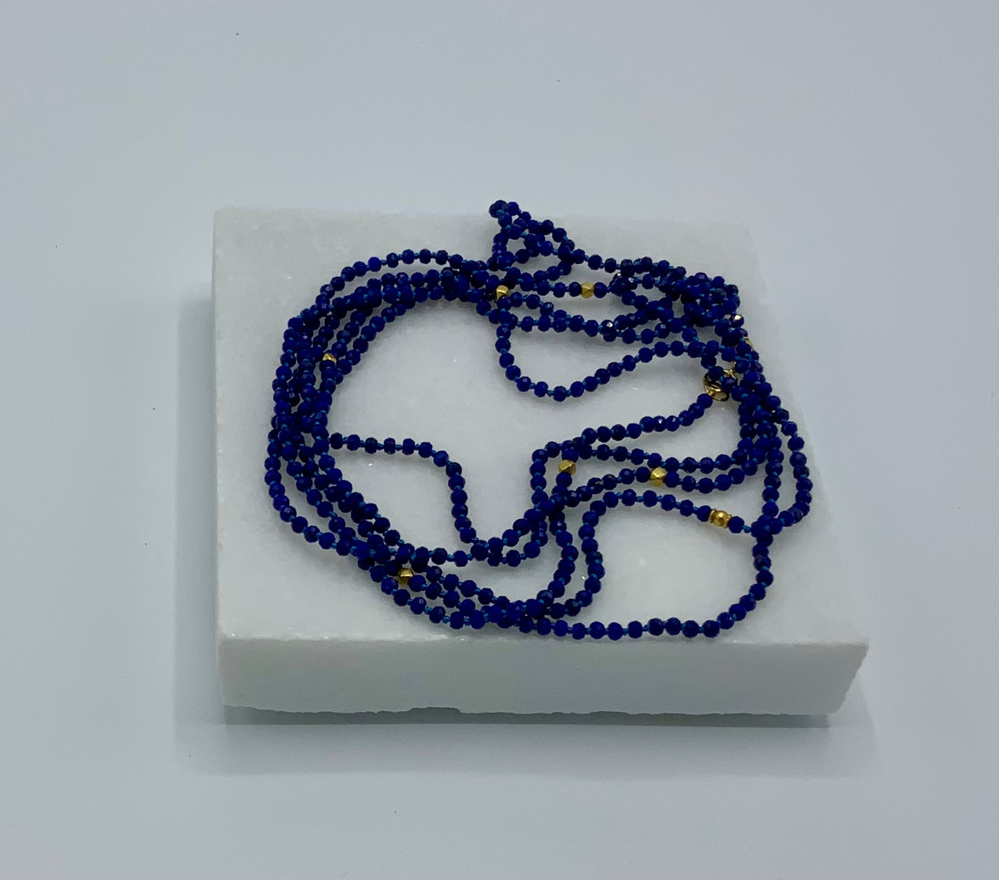 Rebecca Brenner Jewelry ~ Triple Wrap Lapis + 18K Gold Necklace