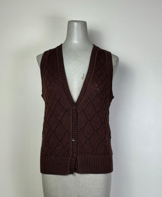 Feller  ~  Camila Lace Argyle Vest - Dark Brown